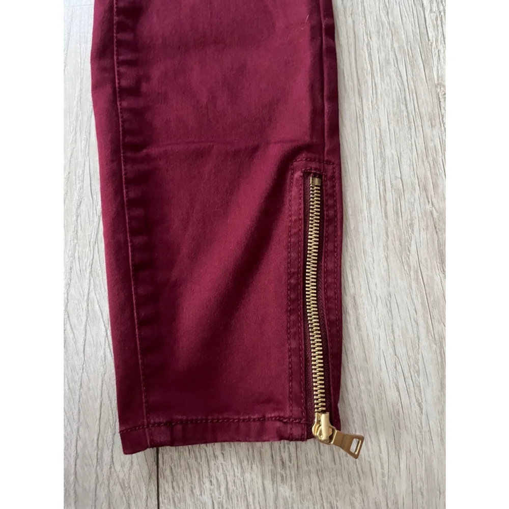 Loft Marisa maroon pants hem zip size 4
